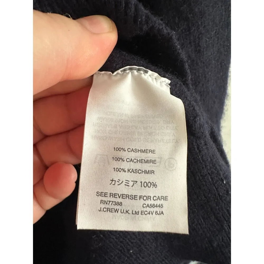 J.Crew 100% Cashmere Navy V Neck Sweater Men's M Italian Yarn